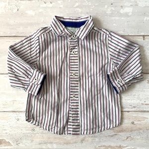 Baby Boys 12m Pinstripe Long Sleeve Button Down Shirt White Purple Toddler